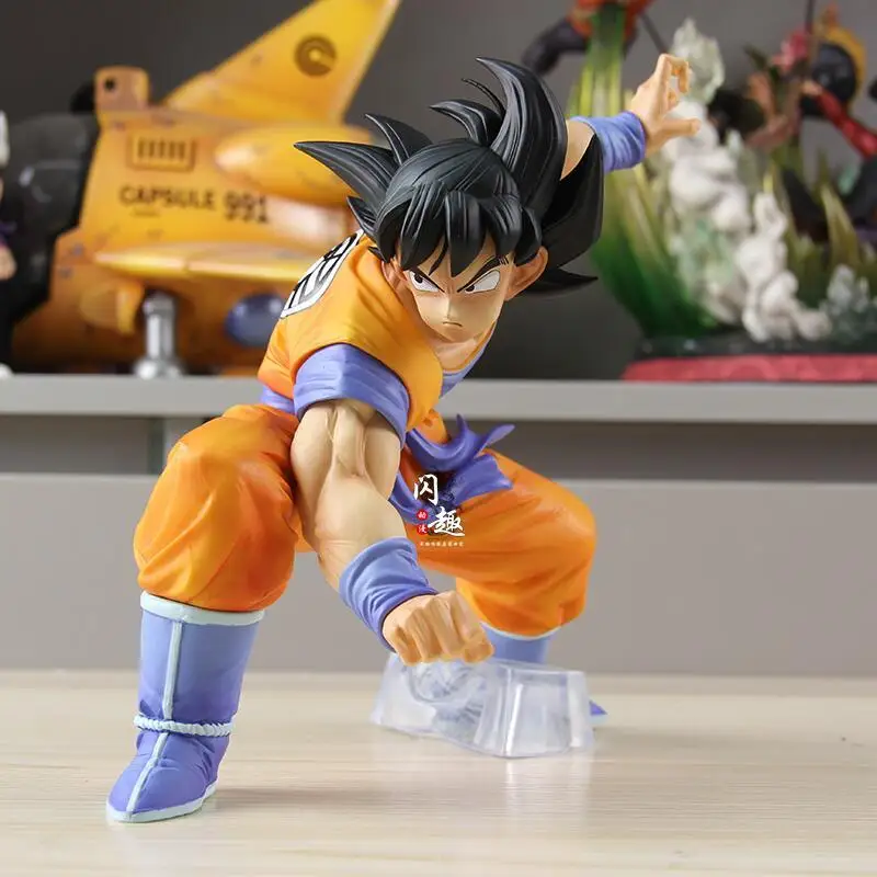 Novo dragon ball z son goku plano b anime figuras levantar mão ação estatueta brinquedos 20cm anime modelo estátua coleção decoração de mesa