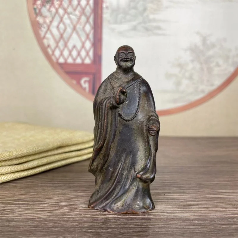 Master Xingyun's Chinese Zen-style home tea table offering collection mini vintage copper-plated ornaments small bronze statue