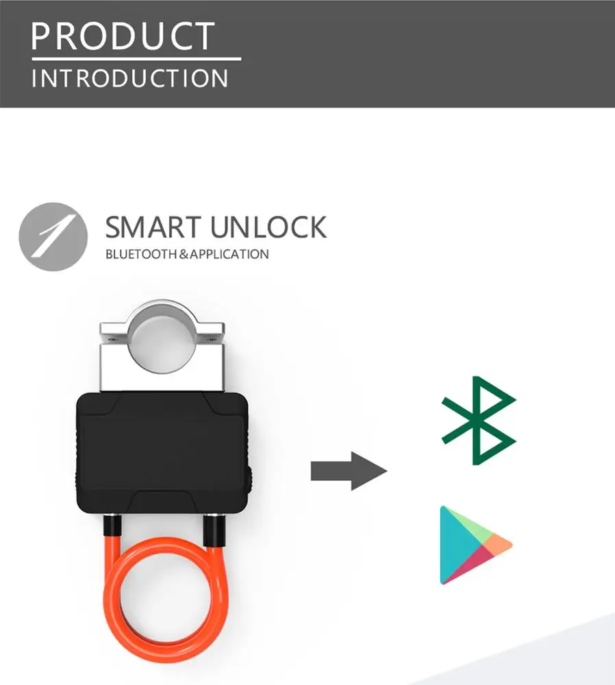 Pannello solare antifurto con batteria Smart Wireless Lock Bike Cable Chain Lock