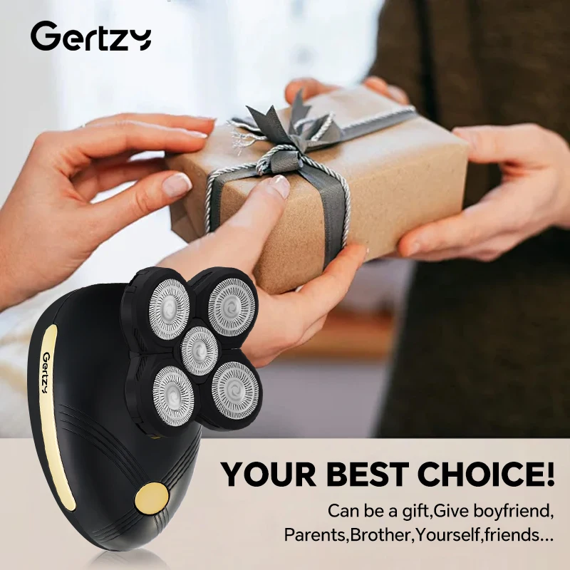 5-in-1 elektrisch scheerapparaat voor heren met 5 roterende mesjes, opladen via USB, multifunctionele persoonlijke schoonheidsset