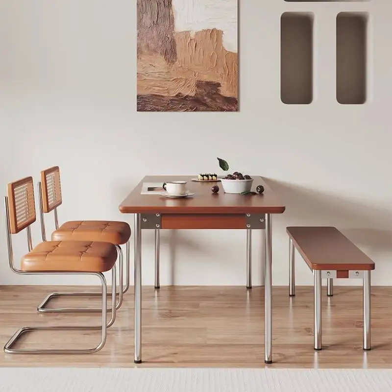 

Small Space Party Dining Tables Square Decoration Brown Nordic Dining Tables Kitchen Modern Mesa De Comedor Home Furniture