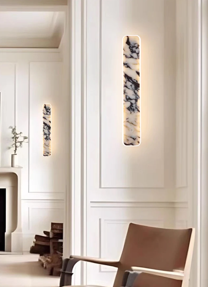 Rectangular Natural Marble LED Wall Light Home Atmosphere