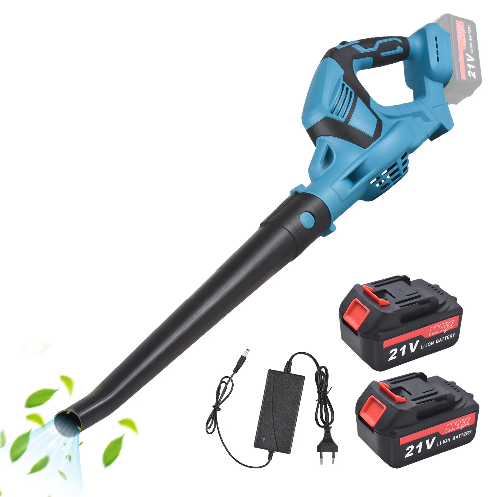 21V Cordless Leaf Blower with Fast Charger 81.19CFM 52.1MPH Lightweight Powerful Leaf Blower for Patio Sidewalk Leaf Dust Snow