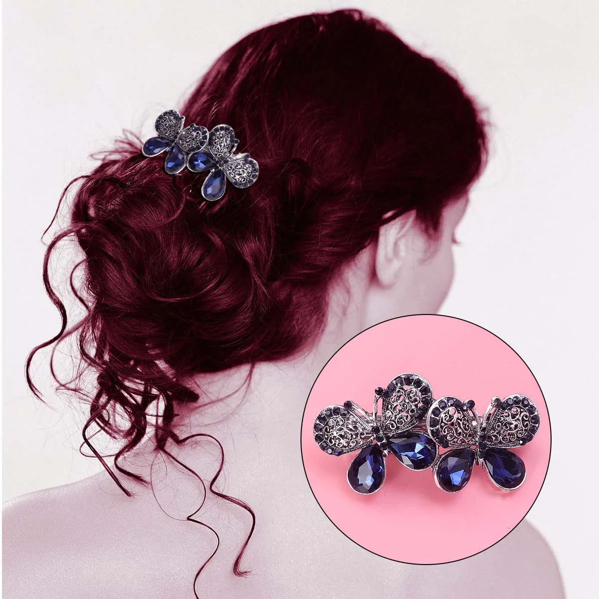 

Rhinestone Clips Butterfly Gems Shaped Pins Crystal Elegant Barrette Lightweight Strong Construction Hair Accessories Stylish
