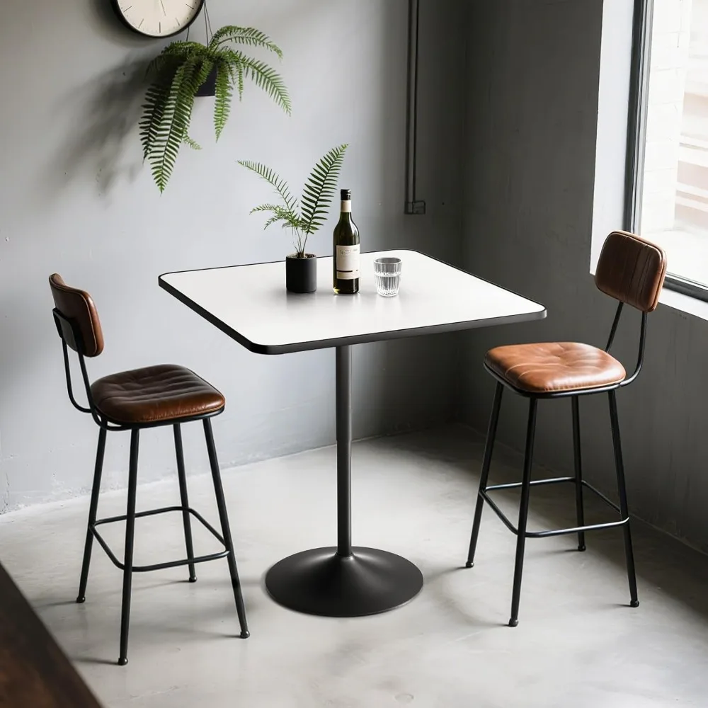 Bar Table Square Cocktail Table with Metal Base, Height Adjustable Bistro Table for Kitchen Island Bar Counter