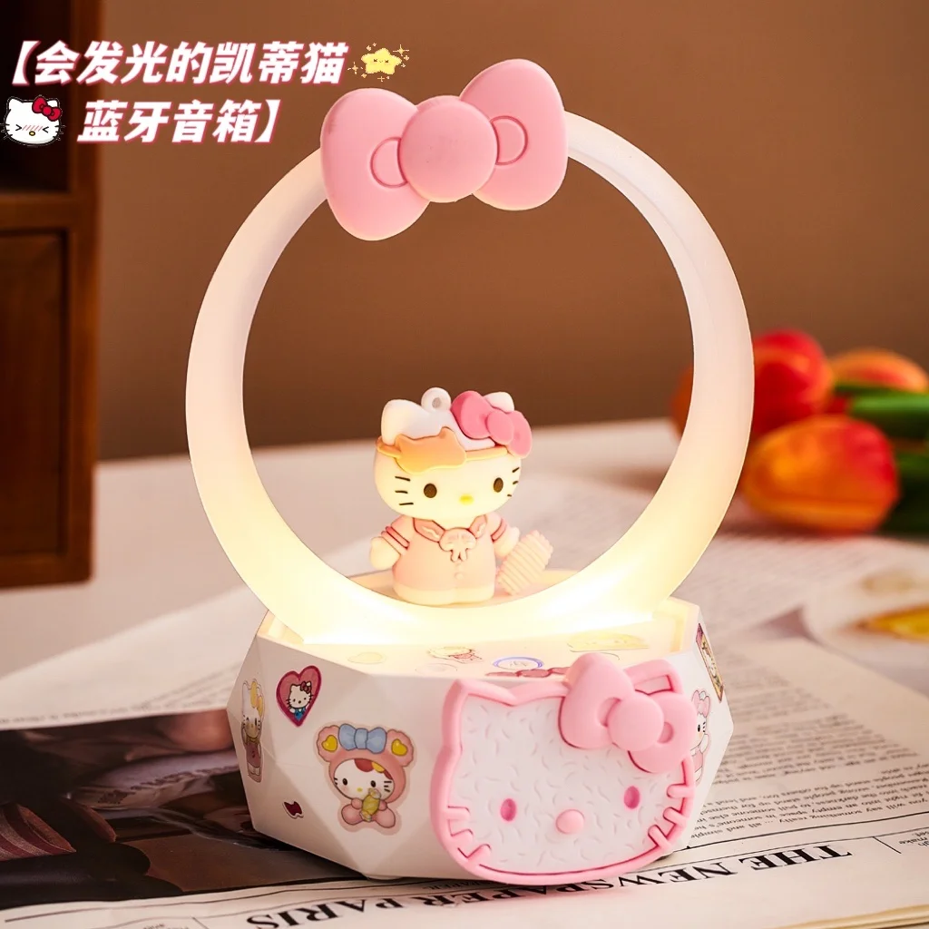 Kaiwa Sanrio Hello Kitty DIY Bluetooth Speaker Night Light Audio Girls Birthday Gifts Desktop Lamp for Kids Children Accesorios