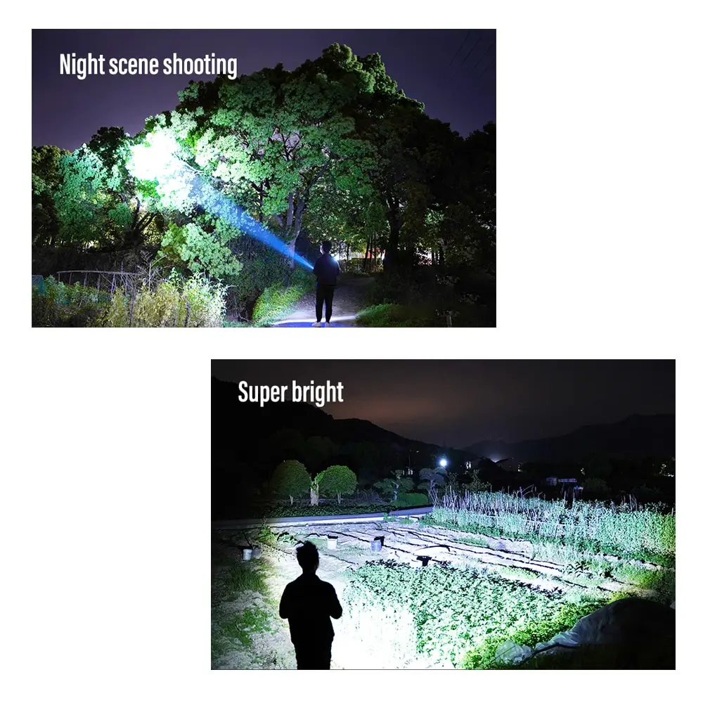 Super Bright LED Flashlight USB Rechargeable Torch Light With 30W LED Can Illuminate 1500 Meters Tactical Lantern