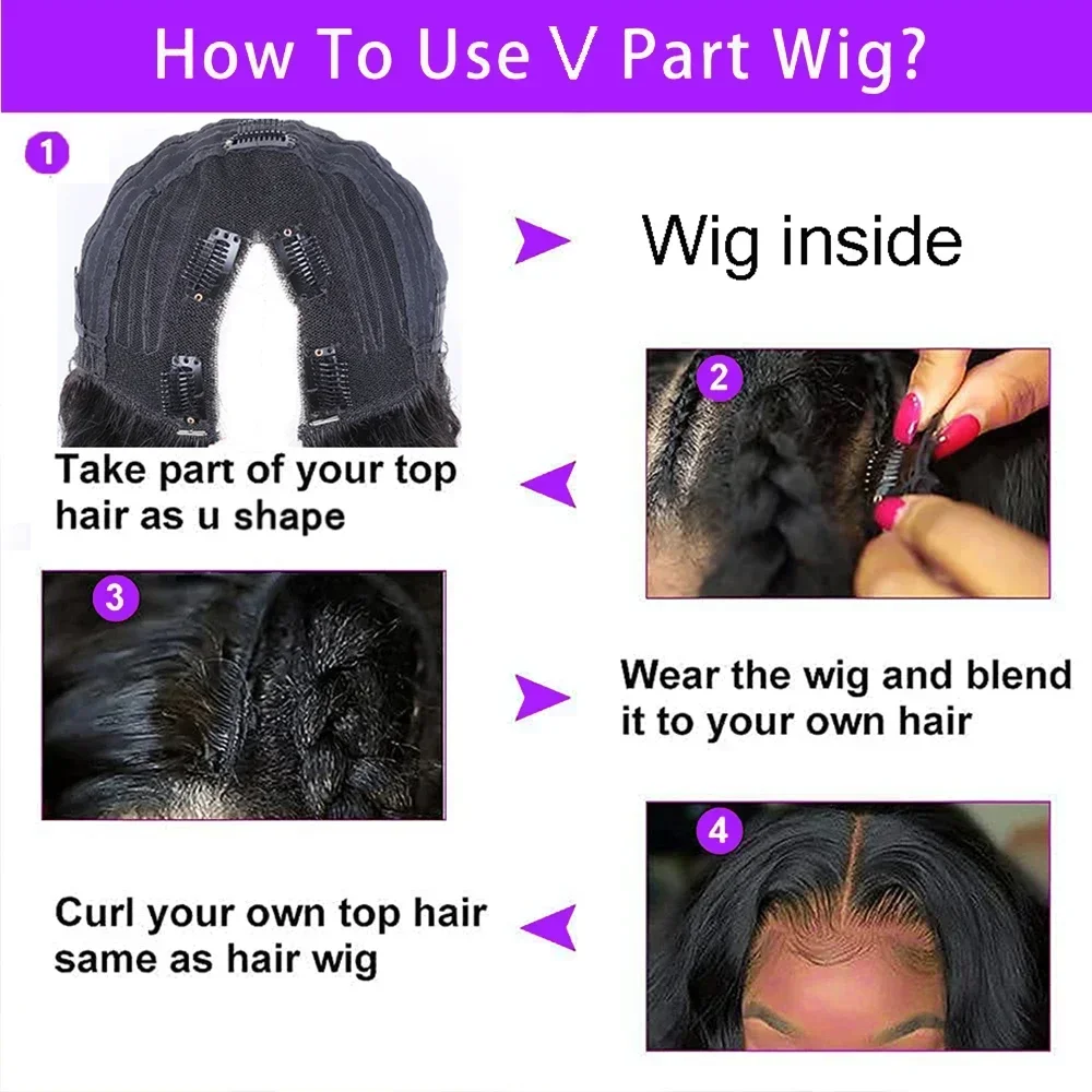 Natural V Part Body Wave Wigs 200% Density Remy Hair Machine No Leave Out 16 32 Inches Upgraded Brazilian Hair For Women Remy Human Hair