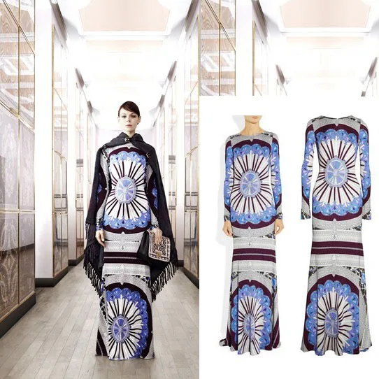 

Ele n Long Printed Knitted Dr Women's Stretchy Street Sle round Ne Five Sve Long Skirt Spring Summer Autumn