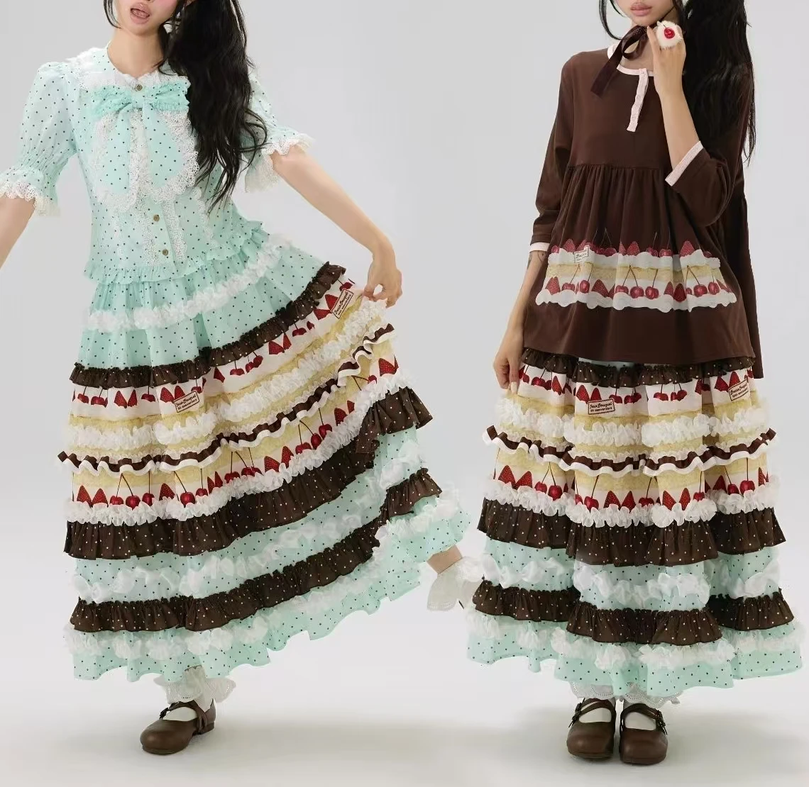 New In Autumn 2026 Trend Sweet Contrast Colors Skirts For Women's A Line Patchwork Long Skirts Faldas Woman Clothing