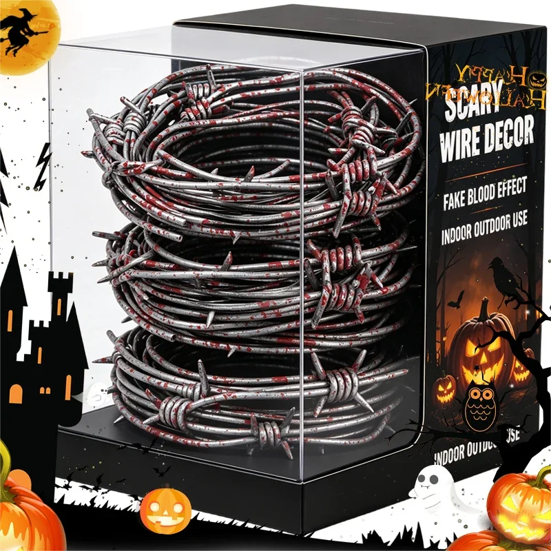 Filo Spinato Realistico per Decorazioni di Halloween, Filo Spinato Finto Arrugginito Fai-da-te per Ghirlande, Recinzioni, Oggetto di Scena per Casa In
