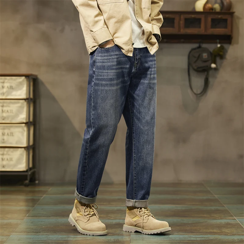 Pantalones vaqueros holgados para hombre, ropa informal, versátil, a la moda, para primavera y verano, 2024