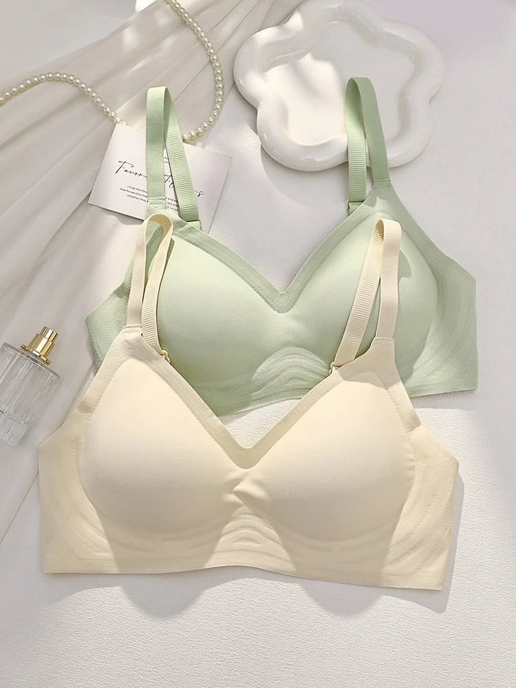 Small Breast Seamless Bra Women'S Push-Up Comfortable Non-Underwire Soft Support Closed Underwear For Women With Breasts No Rims
