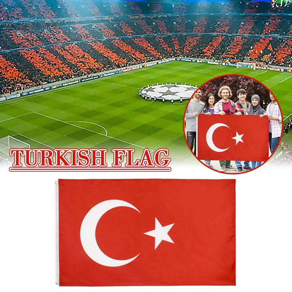 Turkey Flag 3x5 Ft 100D Polyester Turkish Banner with Two Metal Grommets Fly Breeze Turkey Flags Fade Resistant Vivid Colors