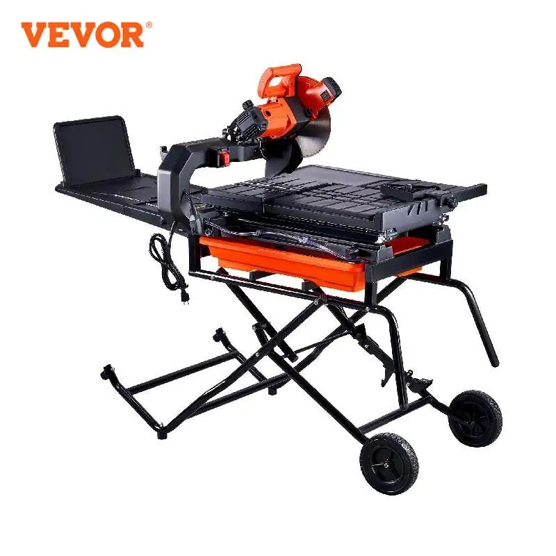 

VEVOR Wet Tile Saw with Stand 10" 65Mn Steel Blade 4500 RPM Motor Tile Cutter Wet Saw Water Reservoir Casters 0-45 Degrees Angle