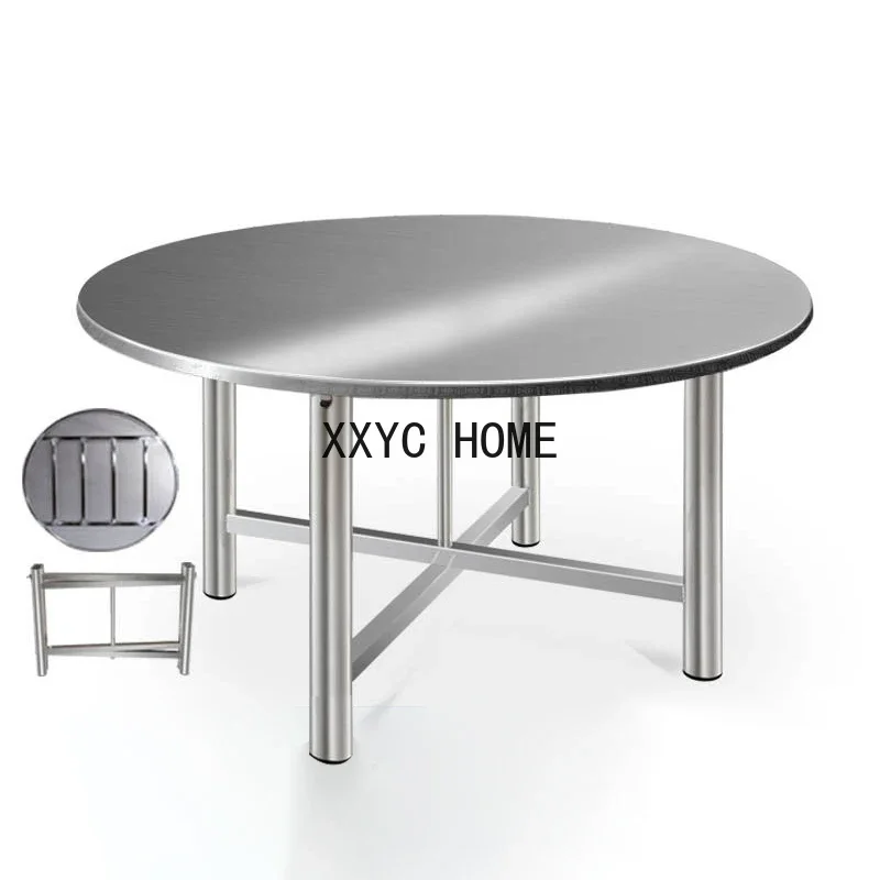 304 Stainless Steel Dining Table Kitchen Furniture Folding Thick Small Apartment Dining Table Modern Simplicity Table