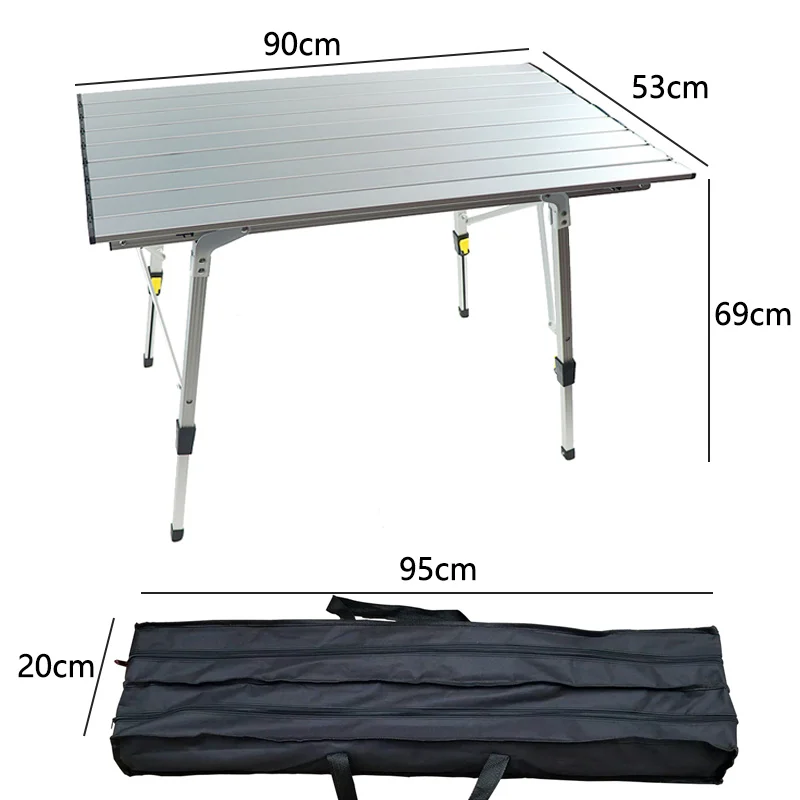 Imagem -03 - Mesa Altura Ajustável Multifuncional Mesa Dobrável Portátil Estilo de Acampamento ao ar Livre Mesa de Armazenamento