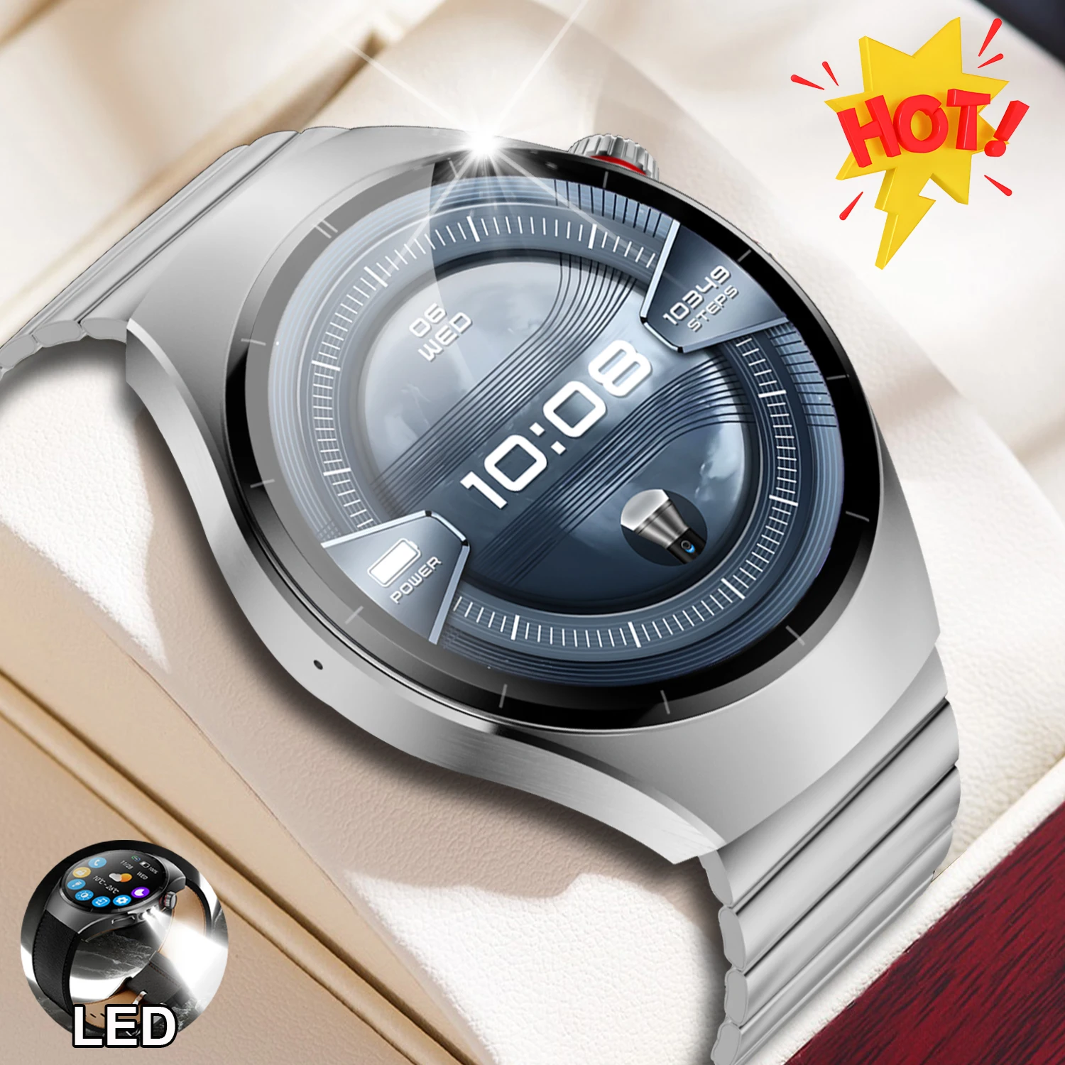 

2025 Новинка для Huawei Watch 5 Смарт-часы для мужчин AMOLED HD Экран GPS NFC Сердечный ритм Bluetooth Вызов IP68 Водонепроницаемые светодиодные умные часы