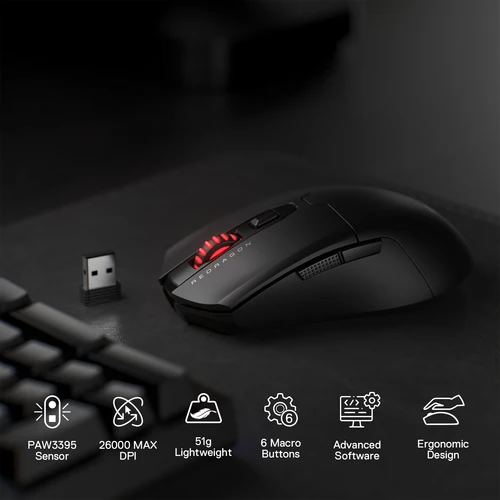 Imagen 2 del producto Ratón inalámbrico para juegos Redragon M995 Pro, ratón para jugadores con cable/inalámbrico de 26000 DPI, inalámbrico BT y 2,4G