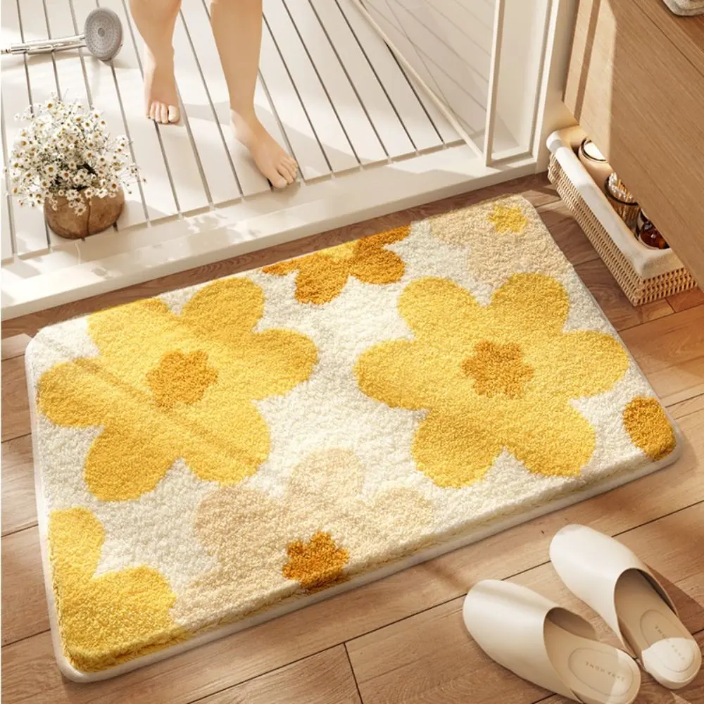 Modern Minimalist Small Fresh Floral Bathroom Floor Mat Soft Durable Non-Slip Absorbent Floor Mat 30*50cm Carpet Kitchen Use