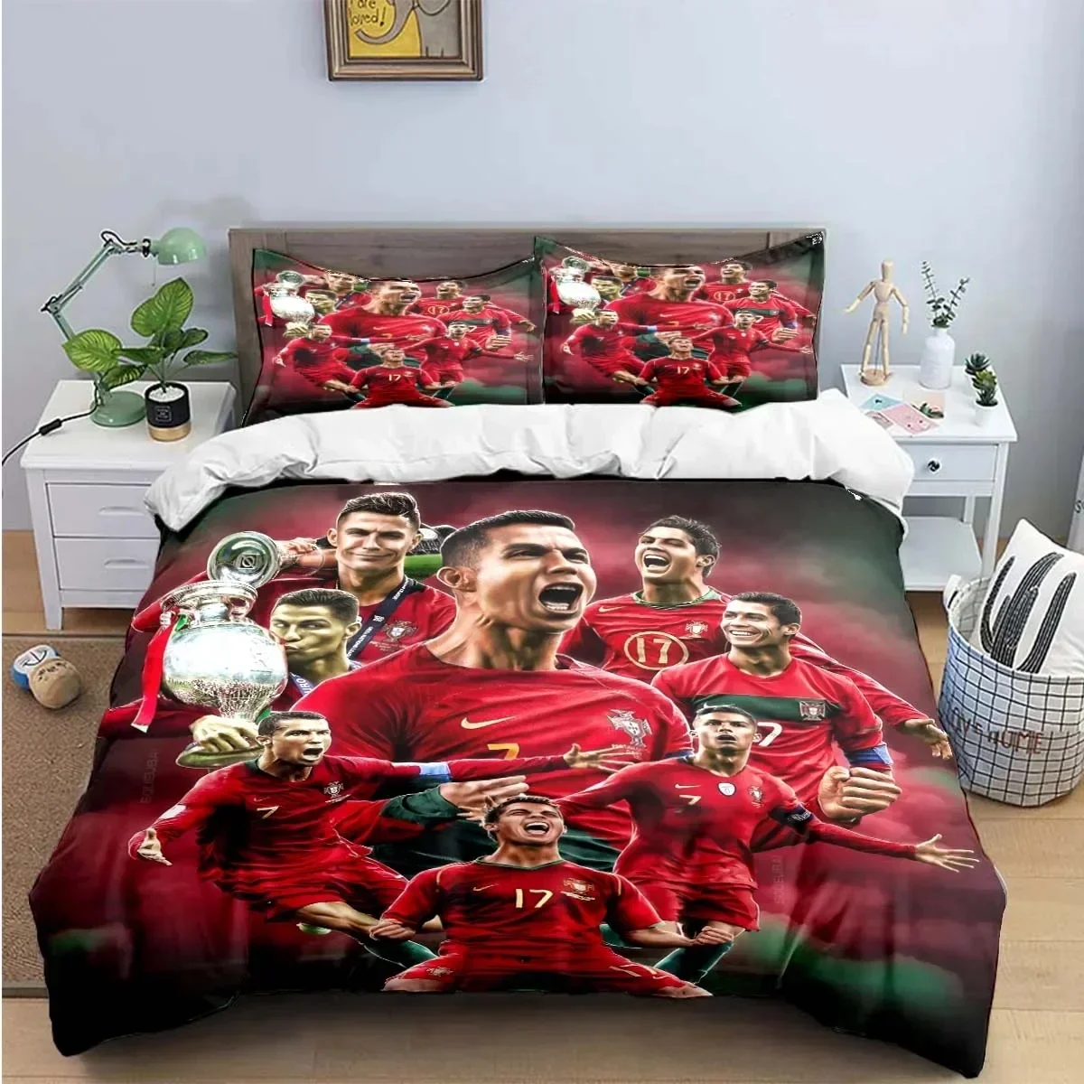 Cristiano Ronaldo-o Zestaw pościeli Soccer Star Zestaw kołdry King Queen Twin Double Size Zestaw kołdry z poszewką na poduszkę