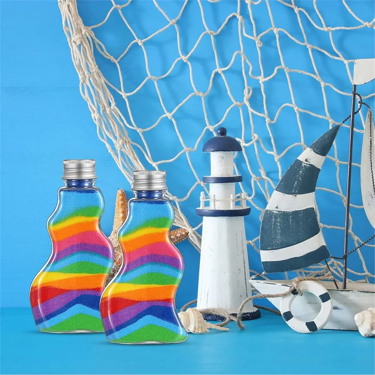 Sand Art Bottles Bulk Wave Shaped Pet Bottles Sand Art Kits for Craft Collection Bottle for Art Activity Fun Party