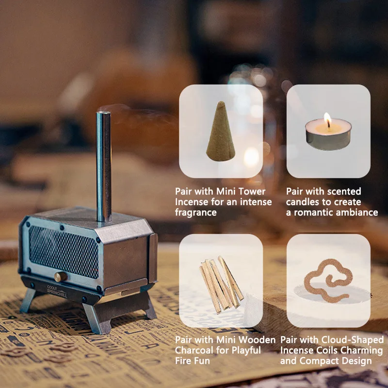 

Goout Springhill Mini Wood-Burning Stove Camping Aromatherapy Burner Folding Portable Fire Pit Tabletop Mosquito Coil Burner