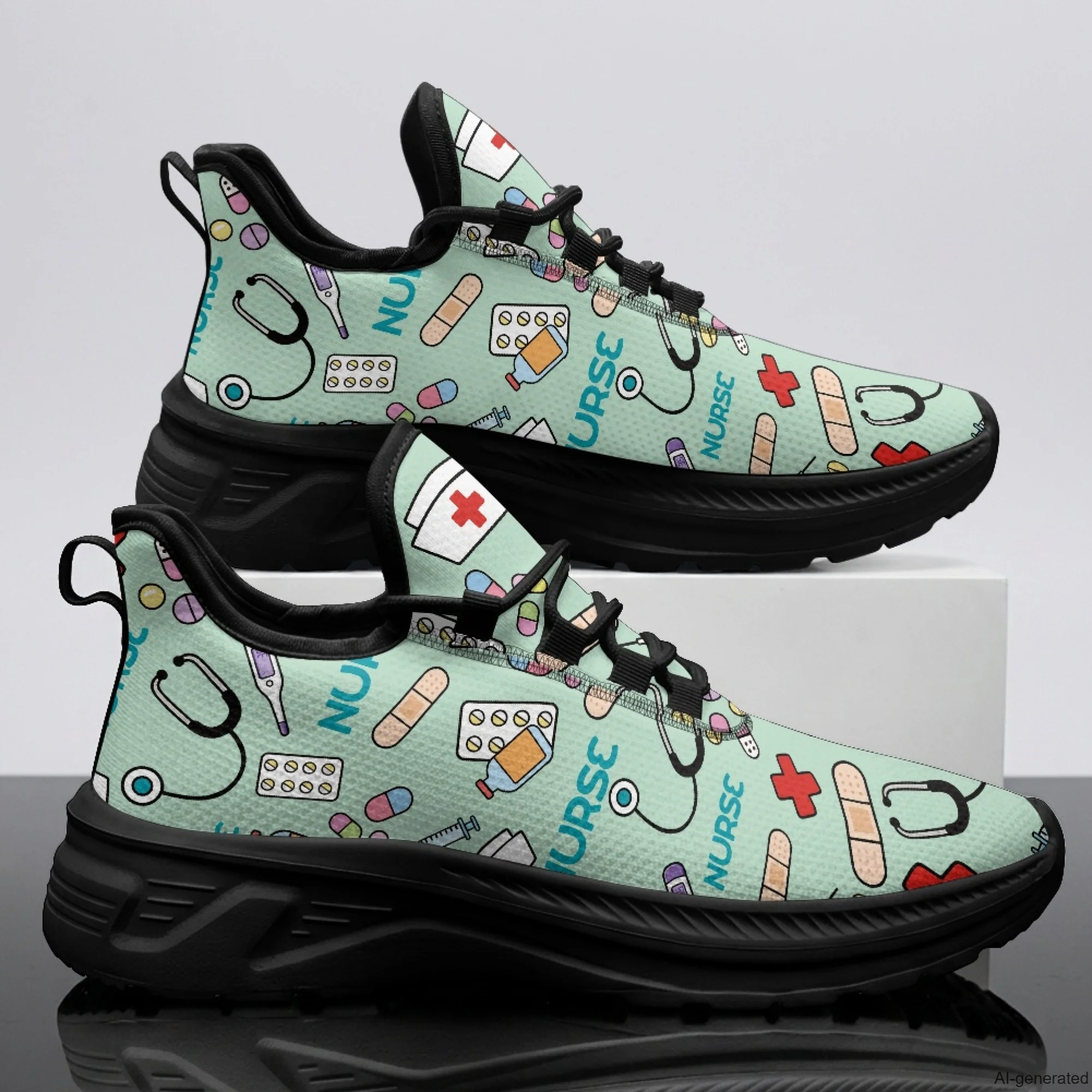 XIXIRIMIDO Womens Walking Shoes Nurse Shoes Nurse Sneakers Mens Gym Sports Casual Fashion Shoes Medical Pattern Shoes 35-48
