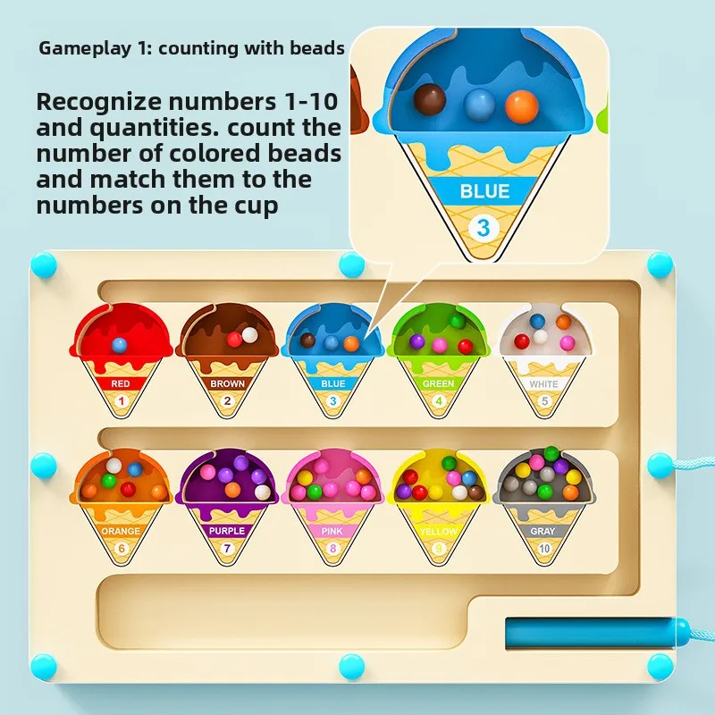 Brinquedos infantis de madeira, educação precoce, iluminação, concentração lógica intelectual, jogos de treinamento, labirinto de caminhada magnético, presente