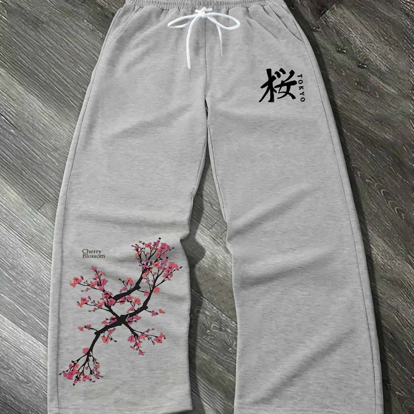 Noble Cherry Blossom Casual Sports Jogging Pants for Both Men and Women, 3D Drawstring Straight Leg Sports Hip-hop Style Pants
