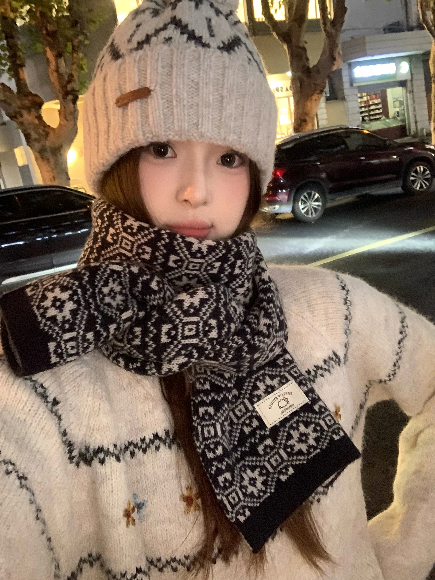 المرأة الصوفية معرض Lsle وشاح متماسكة خمر نمط الوجهين الرقبة أدفأ وصول جديد لفصل الشتاء الجمالية #5