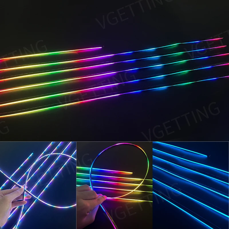 Car Interior Ambient Lights Acrylic Optical Fiber Led Colorful Strips Atmosphere Lamp Dashboard Panel Door Foot Decoration