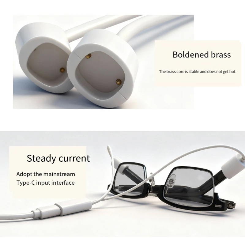 Simultaneous Double Device Chargers Cable For Intelligent Glasses 2 AntiBreakage Wire