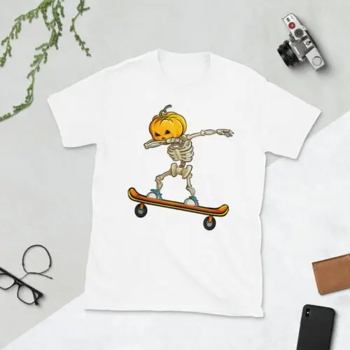 Dabbing Skeleton Skateboarding Halloween Design