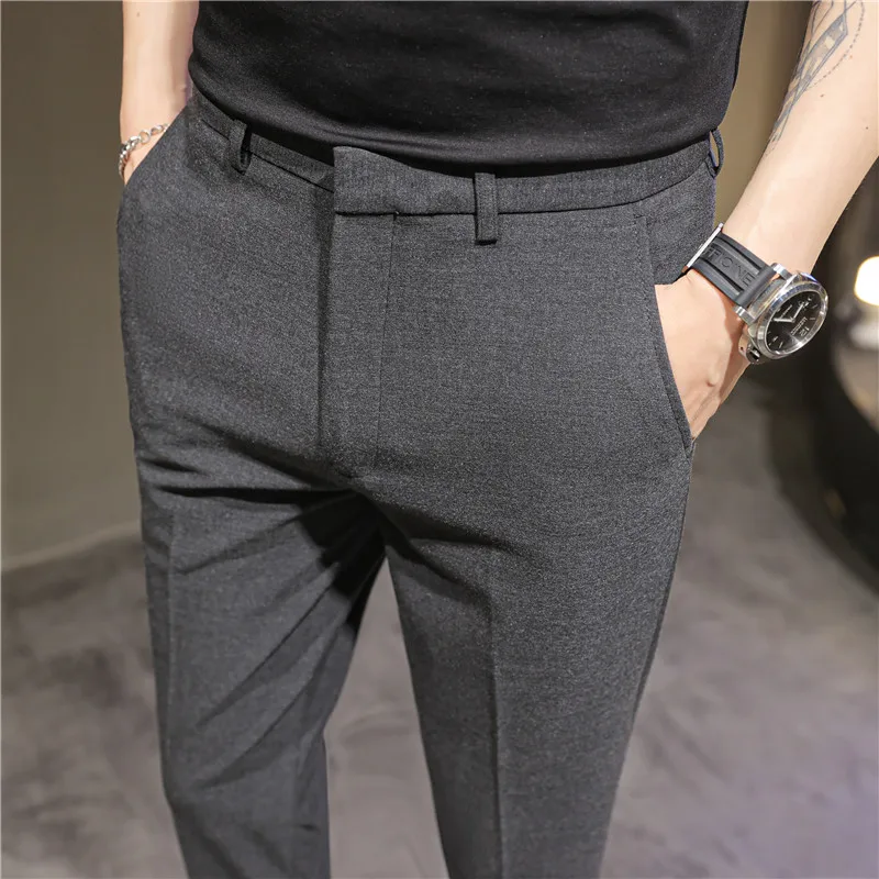 2023 British Style Summer Thin Business Dress Suit Pants Men Clothing Slim Fit Casual Office Trousers Formal Plus Size 28-38