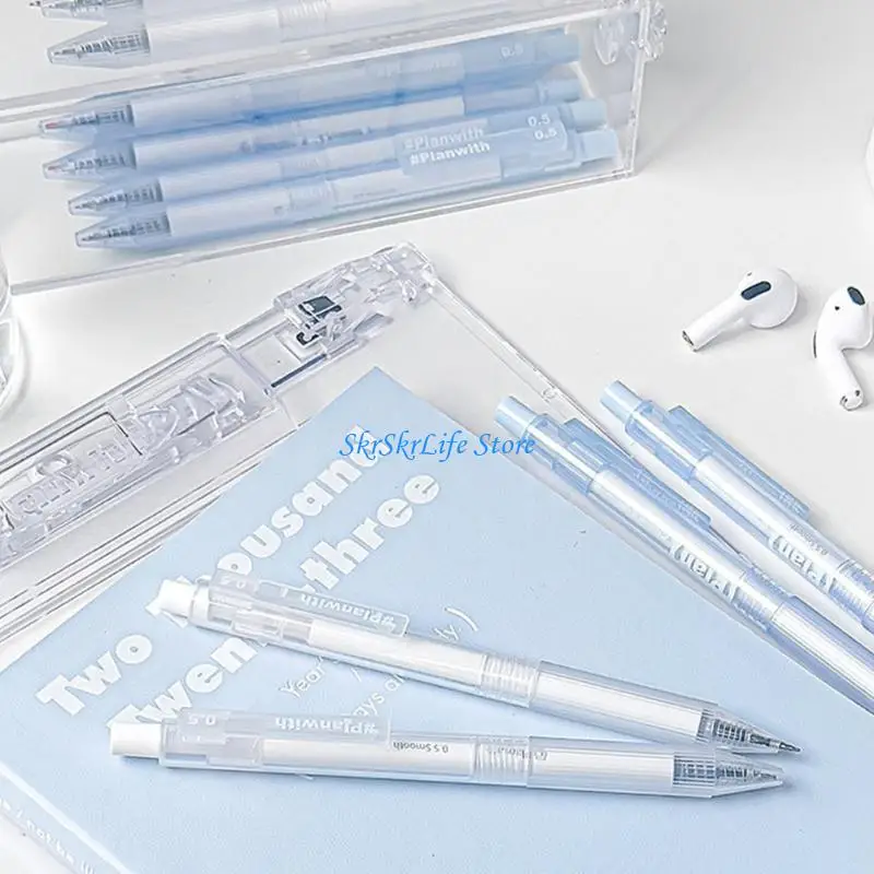 

E65E 5PCS Retractable Gel Pen Quick Dry Gel Pen 0.5MM Tip Black Inks for Note Taking