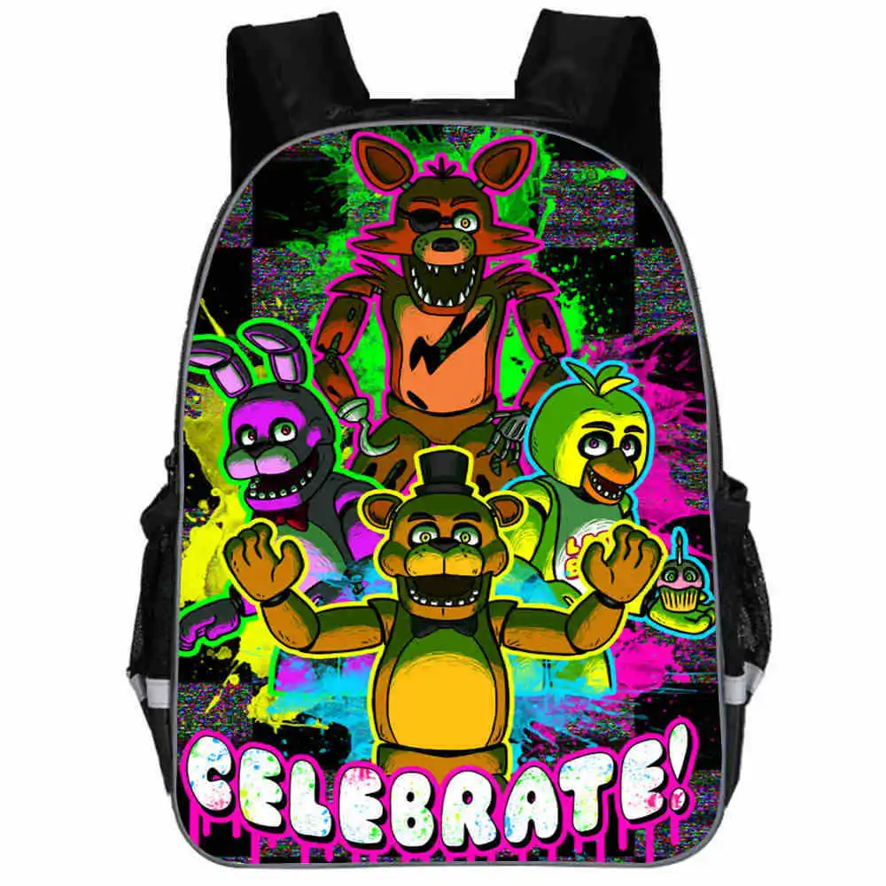 16 Inch Cartoon Five Night At Freddy Backpack Kids FNAF Bonnie Fazbear School Bags for Teenager Boys Bagpacks Children Bookbag