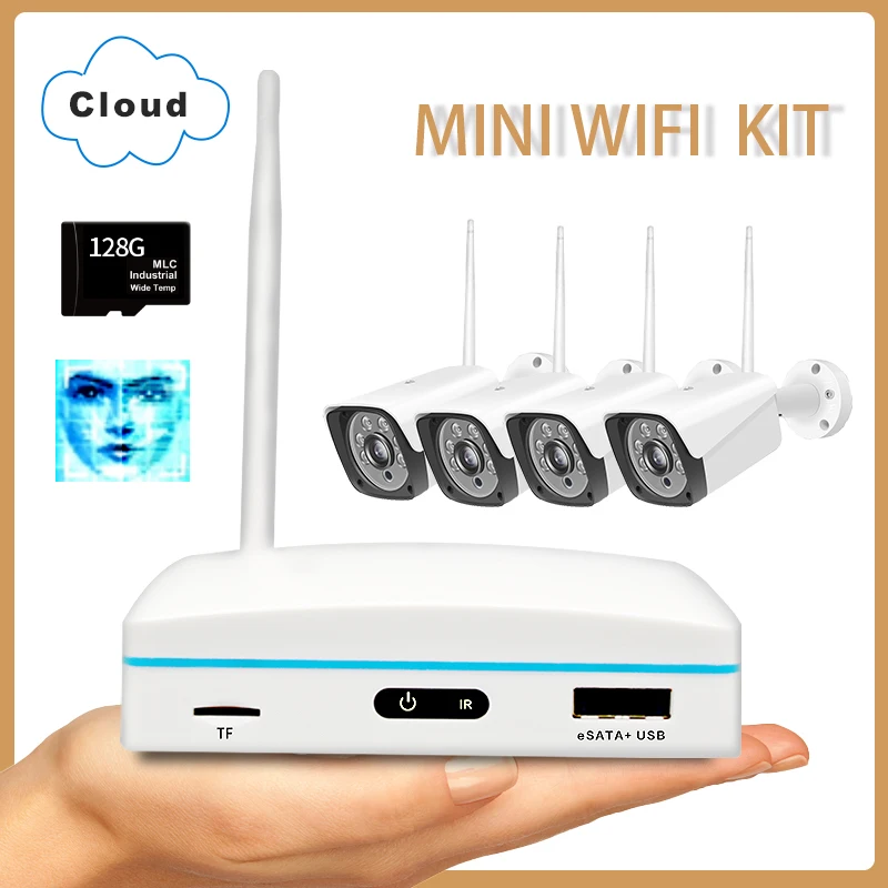 3MP 1296P 4CH IP Peluru Kamera NVR Kit Keamanan Rumah Sistem Kamera WIFI