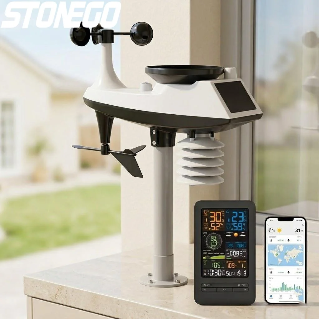 Station météo intelligente pour la maison, surveillance de la température, de l'humidité, de la vitesse du vent, des précipitations, de l'indice UV, du TVOC, minuterie automatique, calendrier