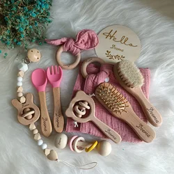 10 Pieces Of Personalized Name Newborn Bath Toy Gift Set 0-12 Months Old Baby Rattle Toy Baby Boy Girl Birth Name Plate Gift Set