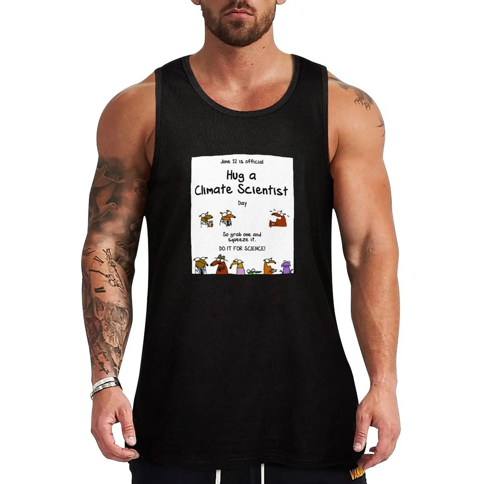 June 12 is official Hug A Climate Scientist Day Tank Top Men's gym cute tops Sleeveless top T-shirt Men's gym