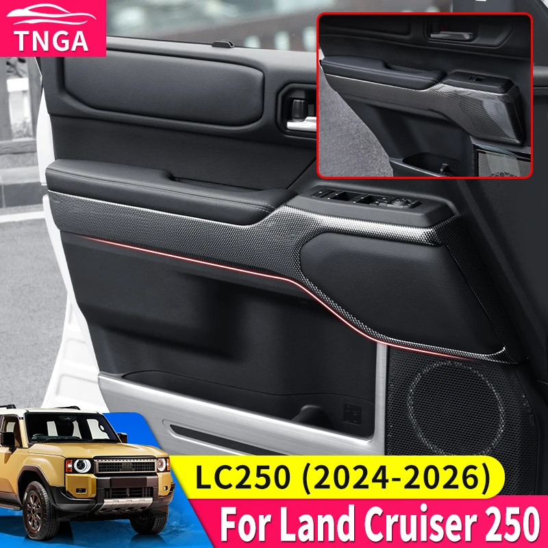 

Для Toyota Land Cruiser Prado LC250 2024 2025, стиль из углеродного волокна, внутренняя накладка на дверь, защита панели, аксессуары для интерьера