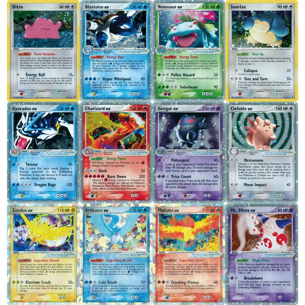 

Potdemiel Pokemon Cards FireRed & LeafGreen Set EX Holo Rare Cards Gengar Charizard Blastoise Venusaur Pokemon PTCG Cards Gift