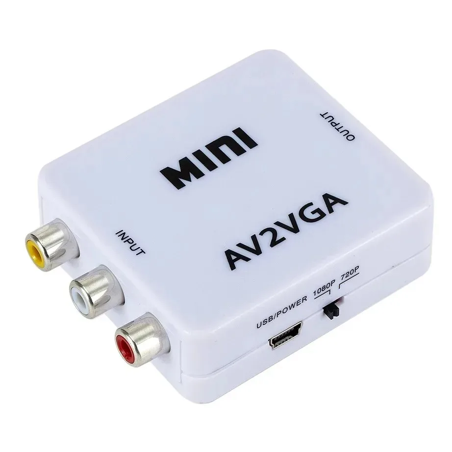 YIGETOHDE HD 1080P Mini Video Convertor RCA AV to VGA Video Converter Conversor With 3.5Mm Audio AV2VGA / CVBS+Audio To PC HDTV