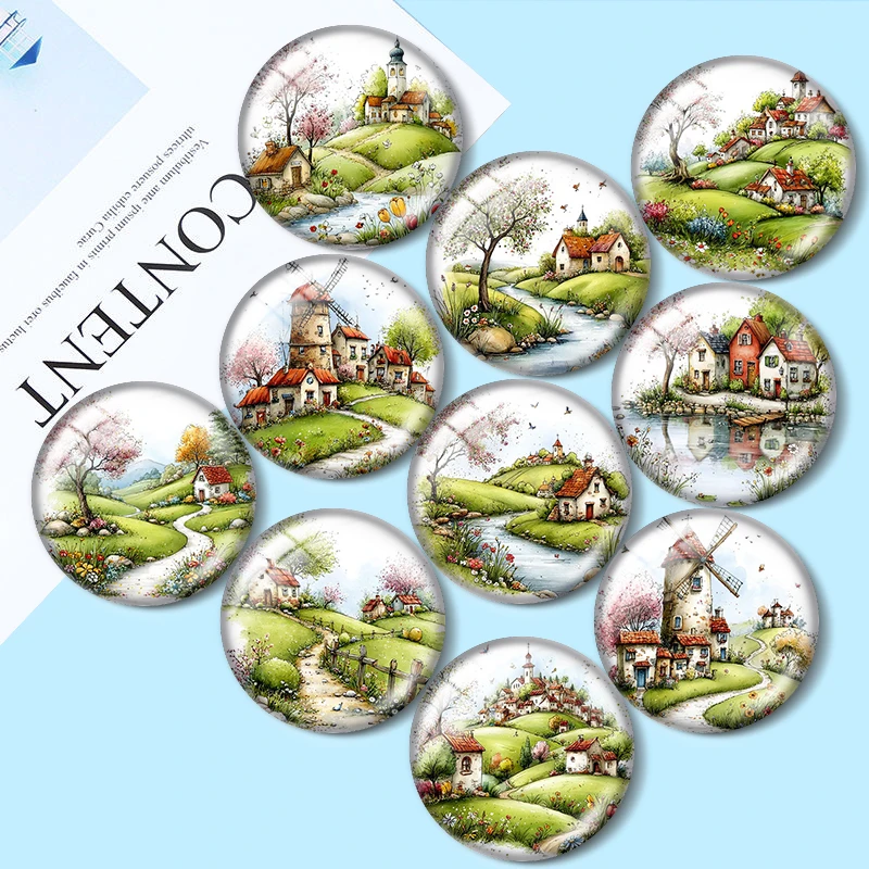 Spring Garden 12/18/20/25mm glass cabochon  bracelet pendant rings for jewelry demo earrings back Making findings