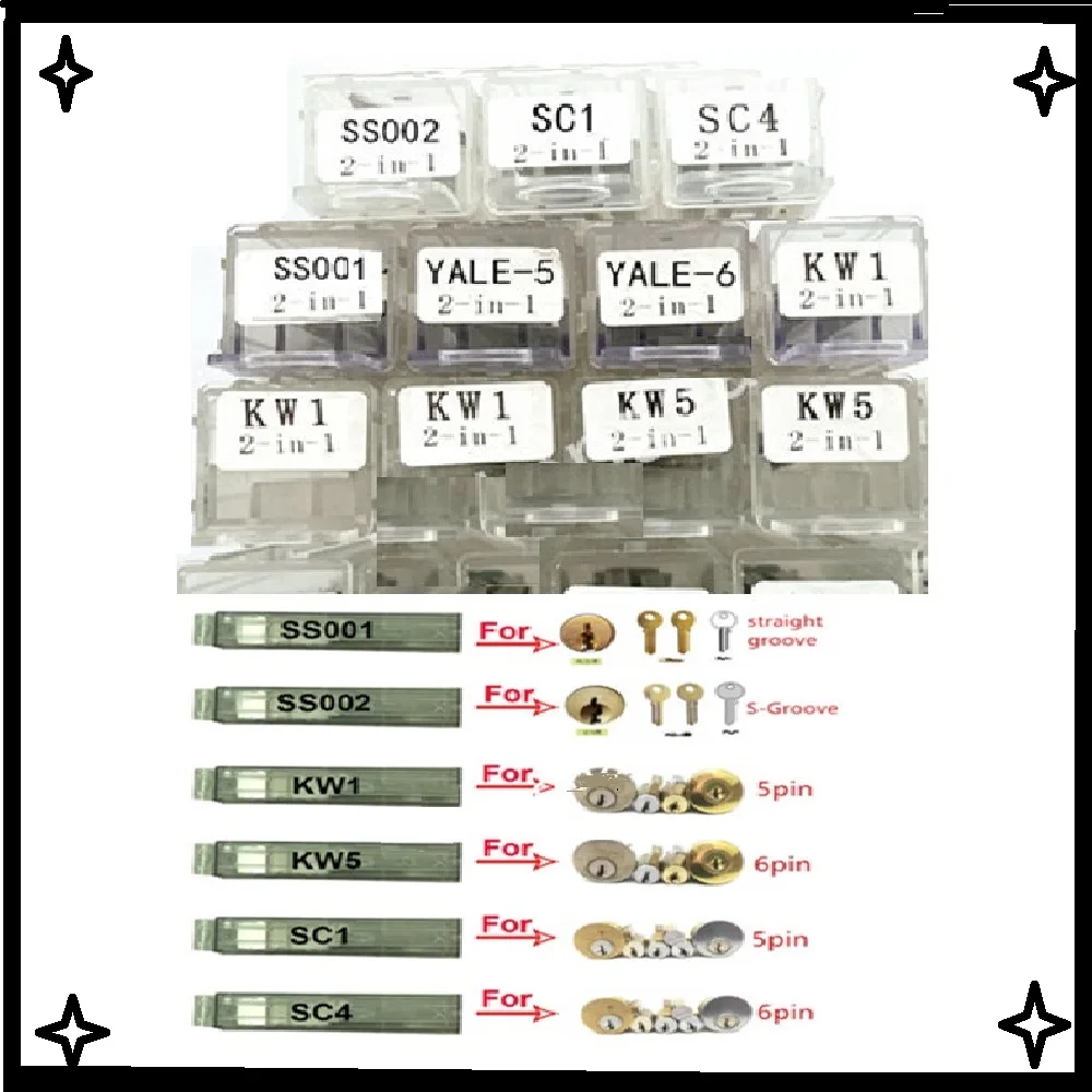 Lishi Tool 2 in 1 HON41/42 SS002 SS001 KW5 SC1 SC4 Decoder Civil Locks Hand Locksmith Tools for All Types