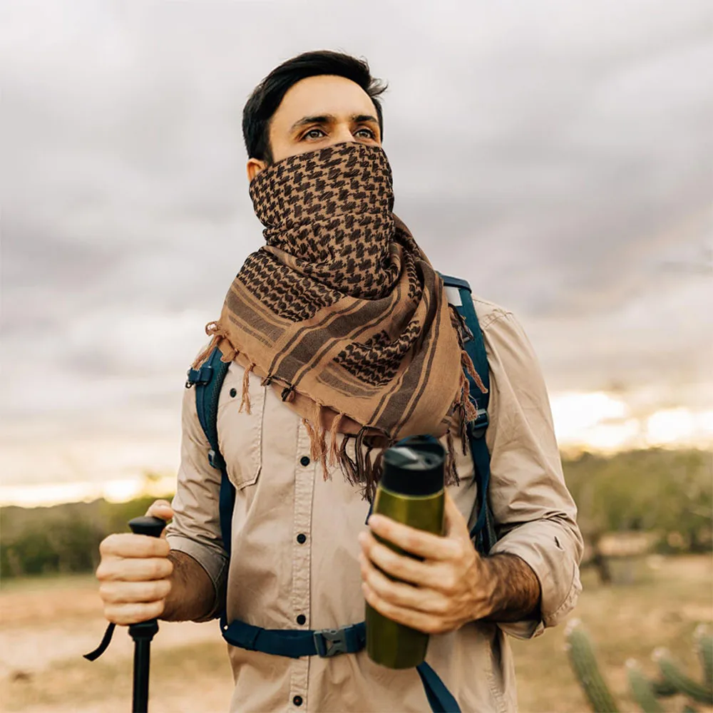 Militaire Shemagh Tactical Desert Sjaal, 100% Katoenen Keffiyeh Nek Hoofd Sjaal Wrap voor Mannen Vrouwen