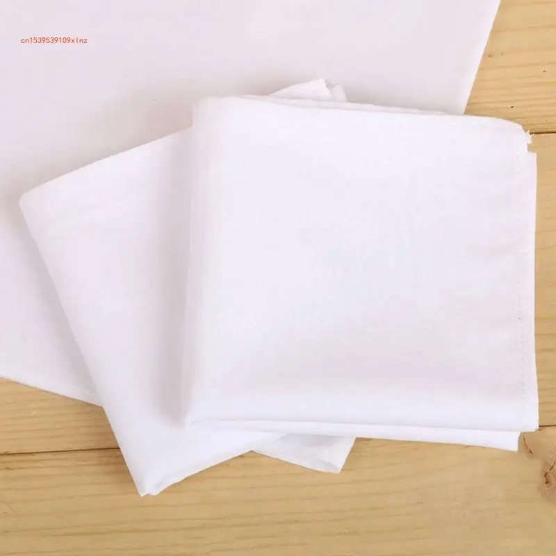 Multifunctional Soft Cotton Handkerchiefs for Women White Hankies with Lace