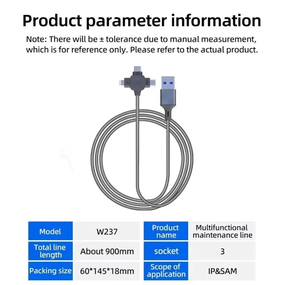Universal Triple Interface Phone Repair Data Cable USB Test Line Lightning Type-C Micro USB Multifunctional Mobile Flash Debug