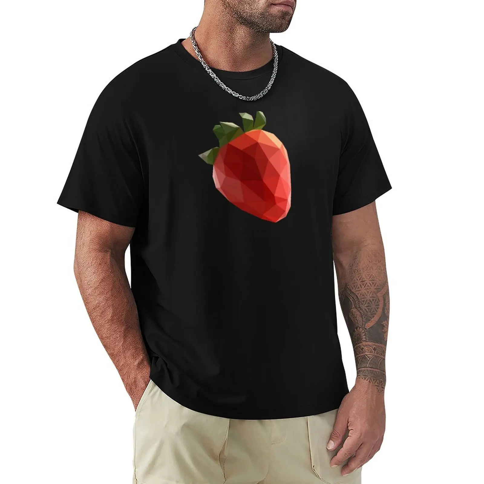 Polygon Strawberry T-Shirt Plus Size Quick Dry Sports Tee